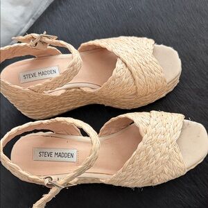 Steve Madden Beige Espadrille Wedges